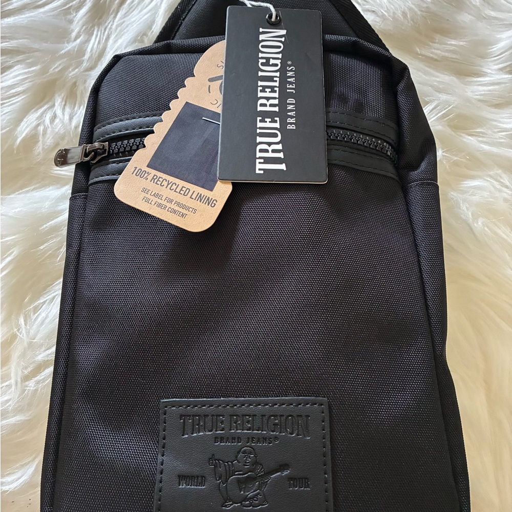 True Religion Black Men's crossbody bag.